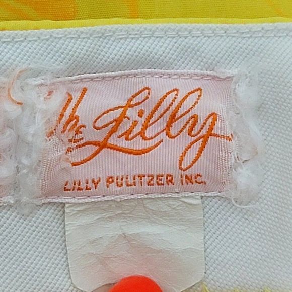 Vintage 60s Lilly Pulitzer Womens 28" Yellow Orange Neon Swirl Bermuda Shorts - Picture 9 of 9
